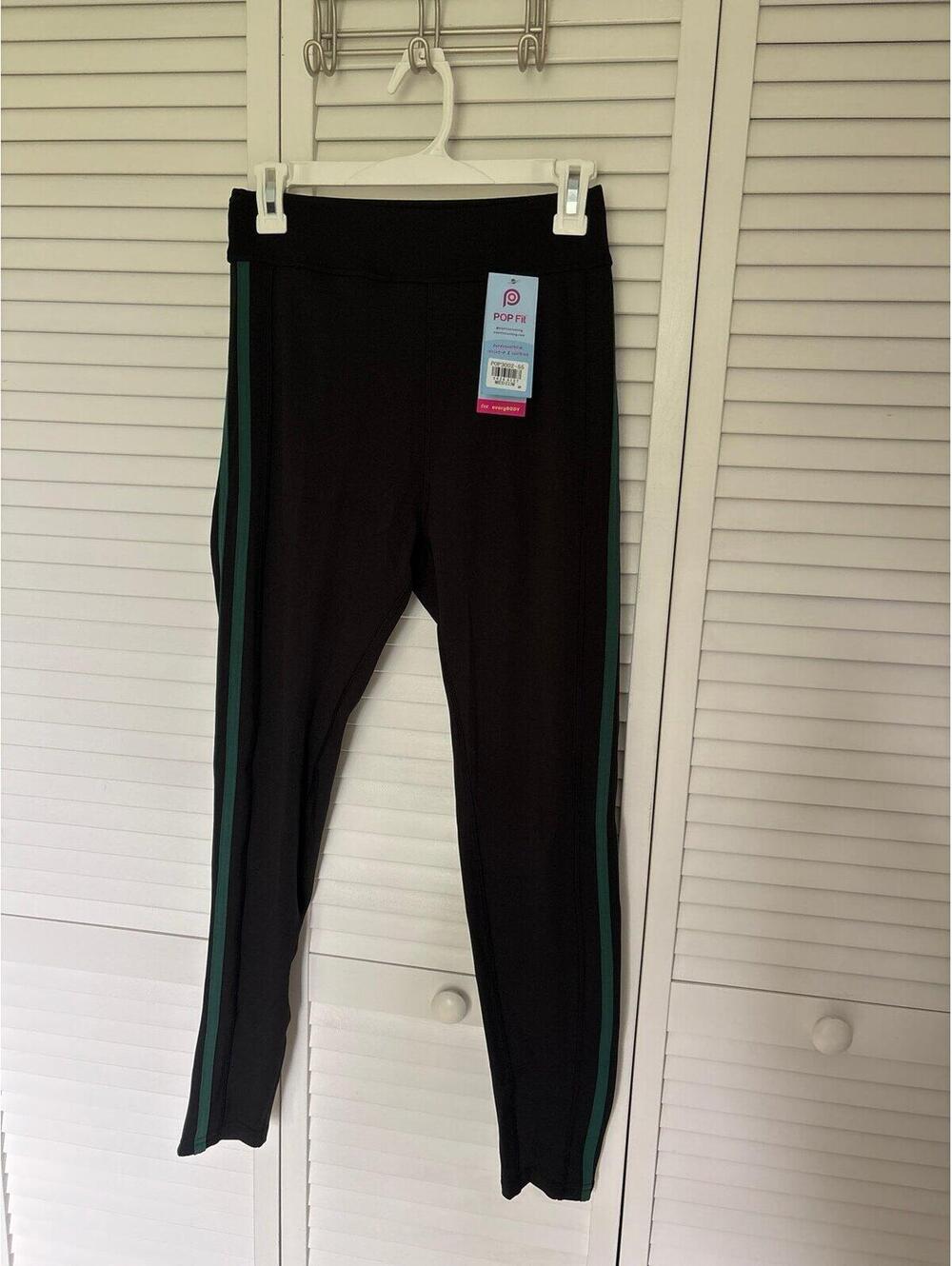 POP Fit Leggings with green side stripes Size Medium